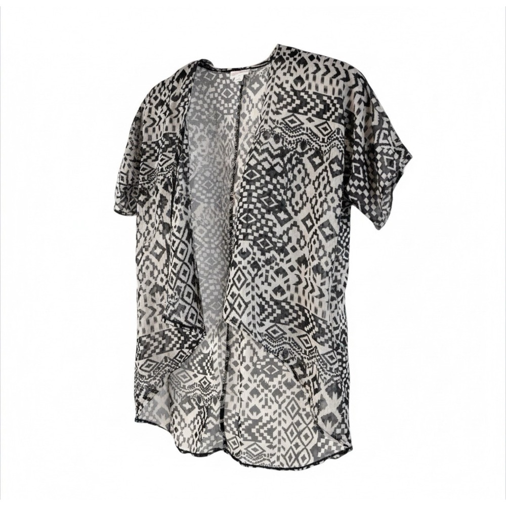 NEW LuLaRoe Women's Aztec Black and White Bianka Sheer Kimono Size 2
